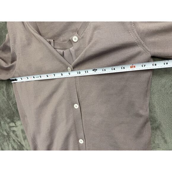 Miu Miu 100% Wool Cardigan Sweater Dusty Mauve Silk Insert Italy 44 US 8 - Picture 9 of 14